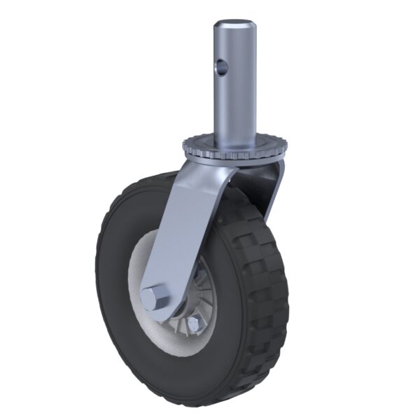 Rodaja Andamio 8" perno sólido, rueda de hule, rin aluminio balero galvanizado: carga 200 kg