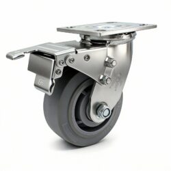 RODAJA IND 4X2" PLACA GIRATORIA CON FRENO HULE TERMOPLASTICO INOX CARGA: 180KG.