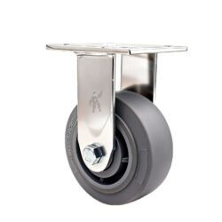 RODAJA IND 4X2" PLACA FIJA HULE TERMOPLASTICO INOX CARGA: 180KG.