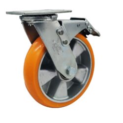 RODAJA IND 4X2" PLACA GIRATORIA CON FRENO POLIURETANO ALUMINIO CARGA: 350KG.