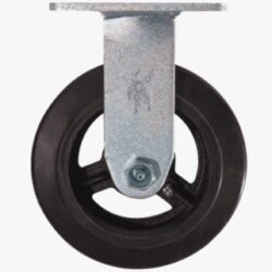 RODAJA IND 8X2" PLACA FIJA HULE NEGRO / FIERRO CARGA: 450KG.