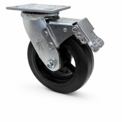 RODAJA IND 4X2" PLACA GIRATORIA CON FRENO HULE NEGRO / FIERRO CARGA: 230KG.