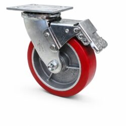 RODAJA IND 6X2" PLACA GIRATORIA Y FRENO TOTAL POLIURETANO FIERRO  CARGA: 450KG.